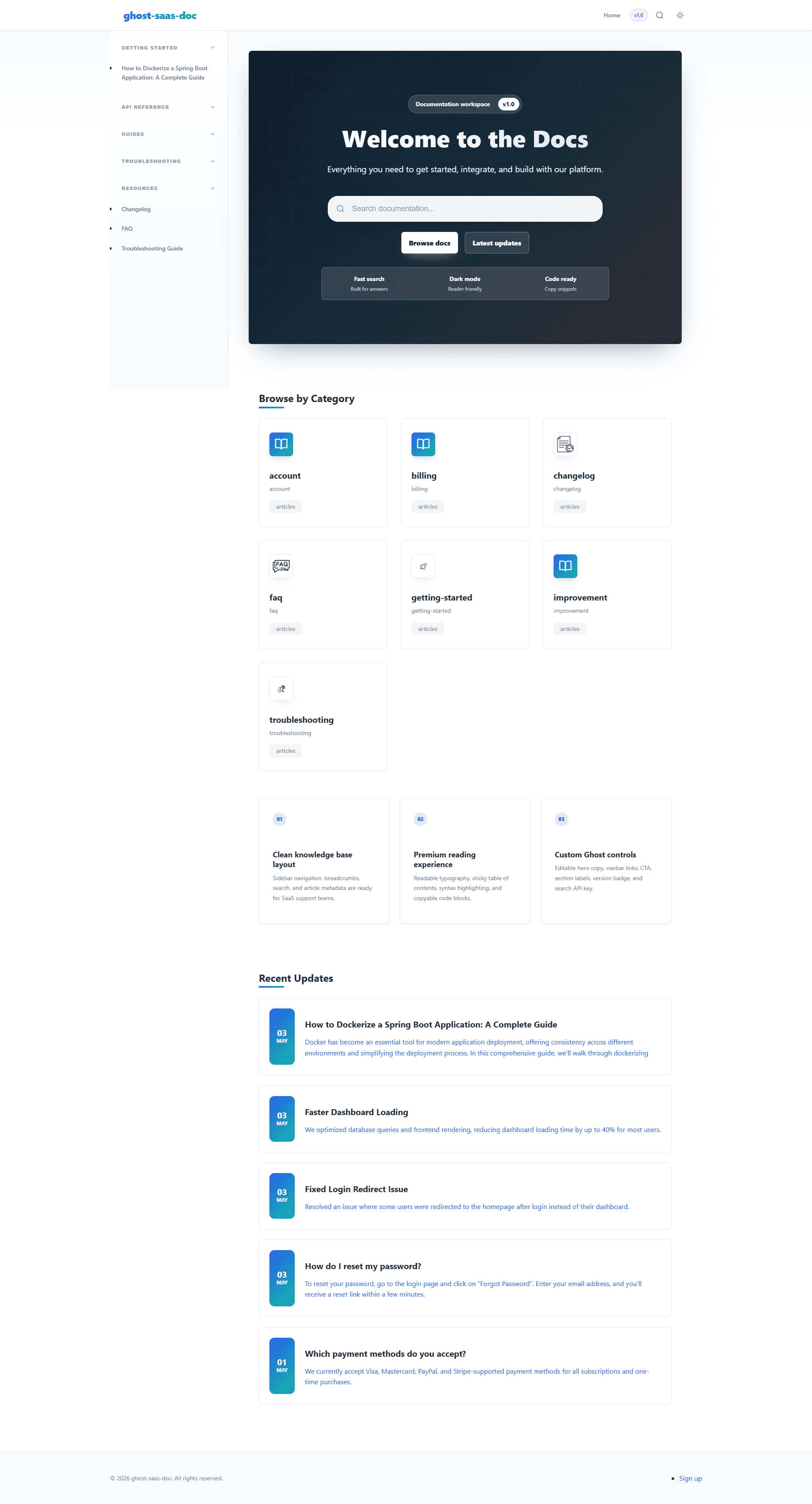Ghost documentation theme