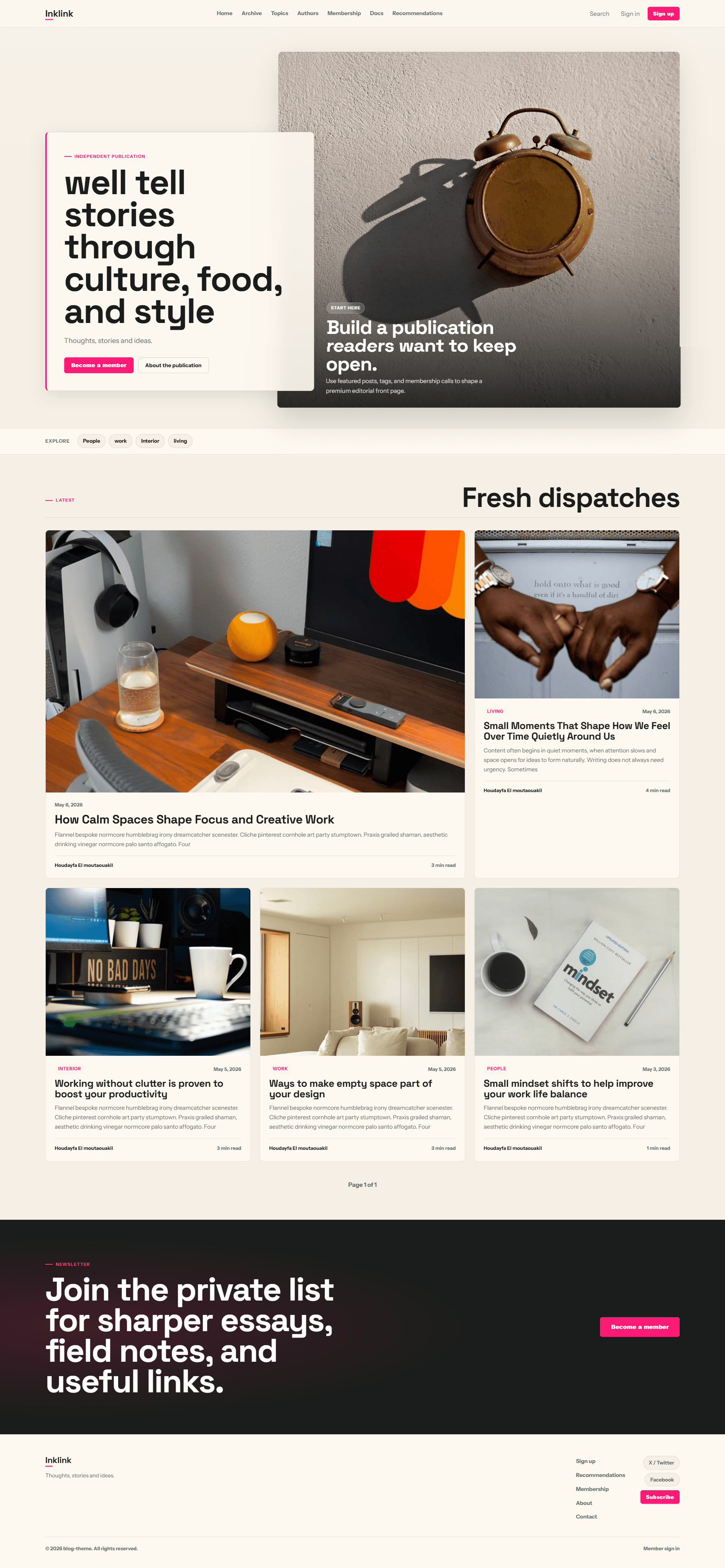 Ghost magazine theme Inkline