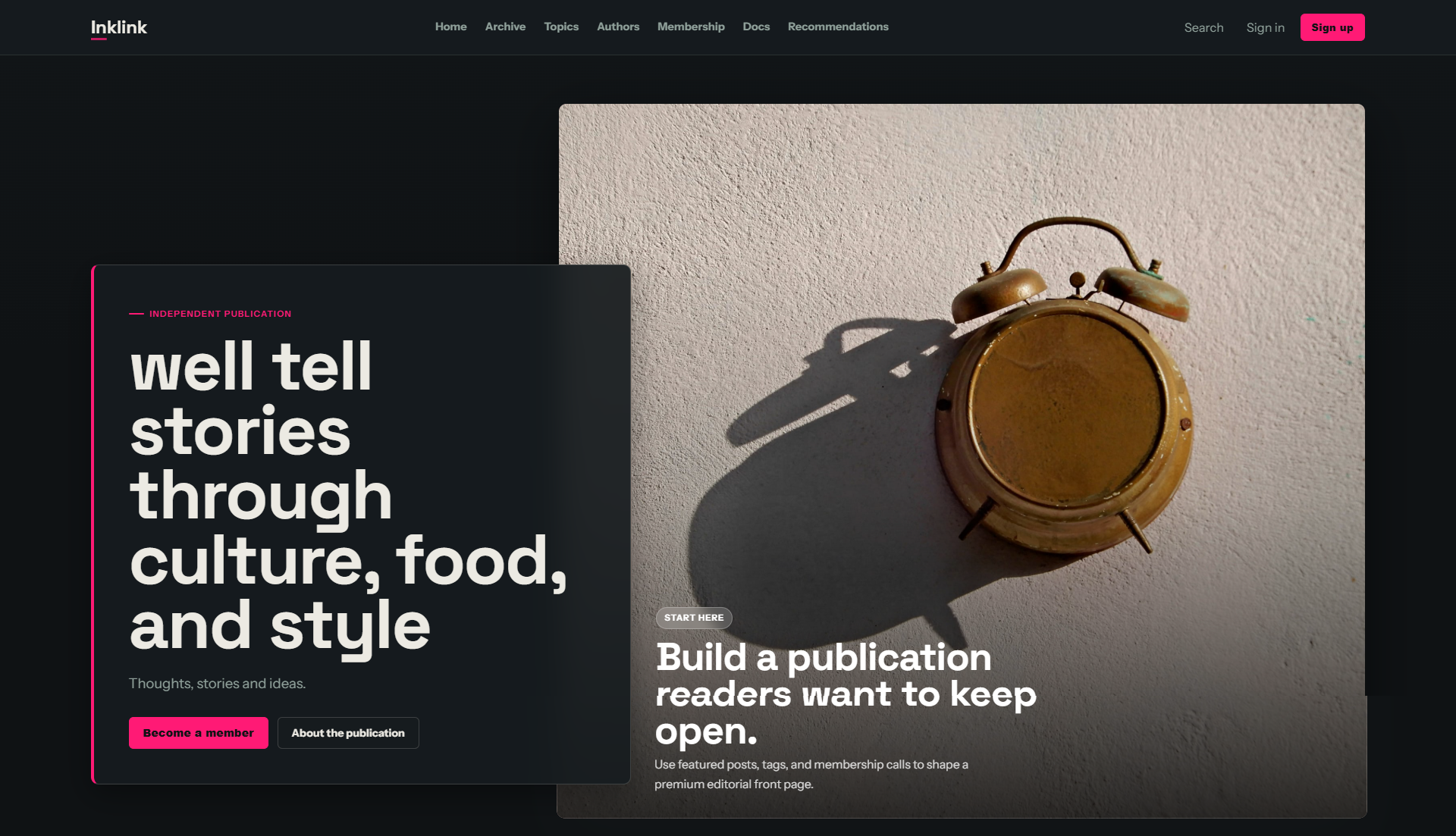 Ghost magazine theme Inkline screenshot 6