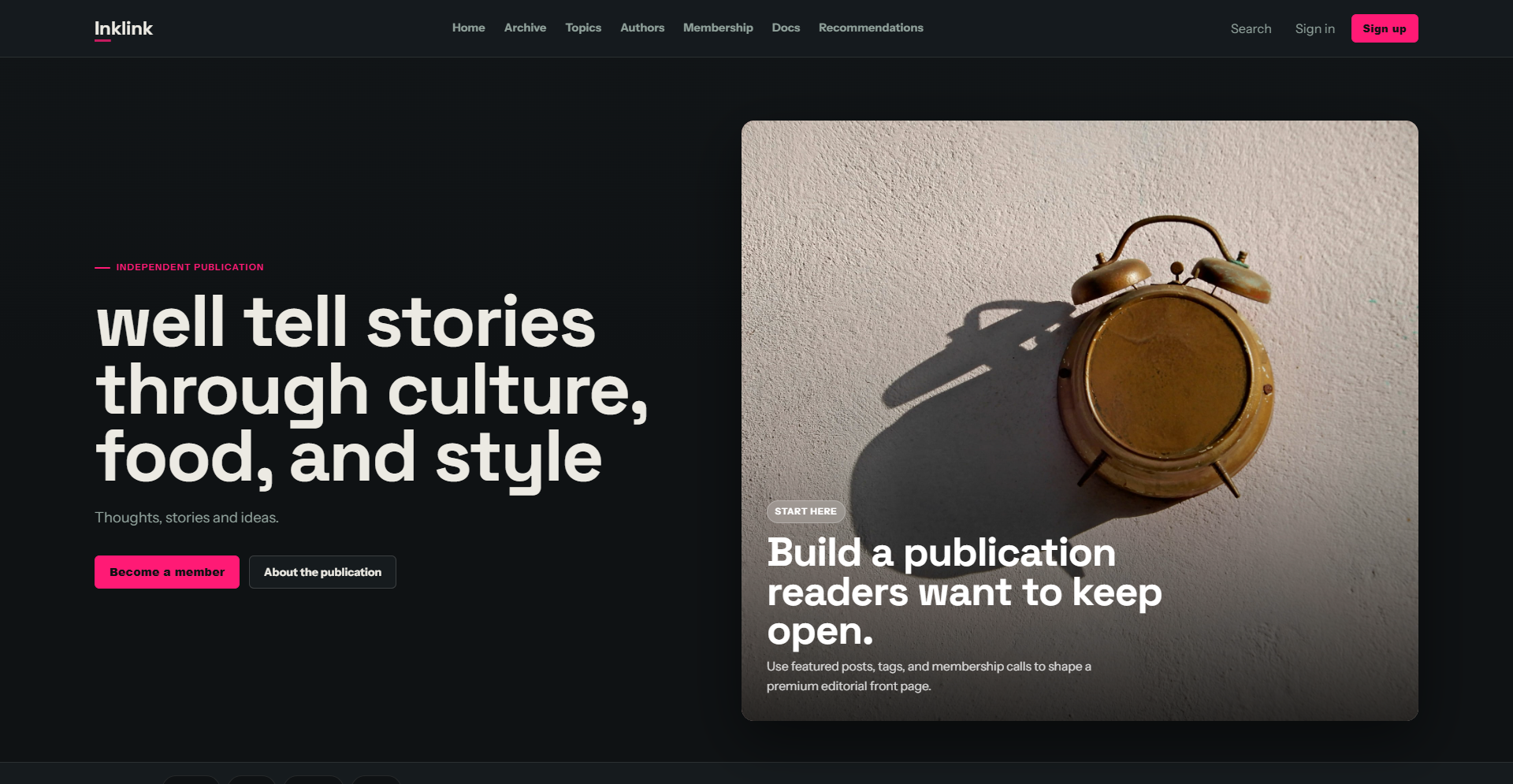 Ghost magazine theme Inkline screenshot 7