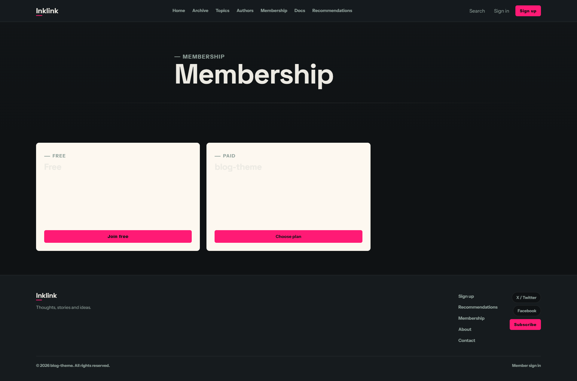 Ghost magazine theme Inkline screenshot 10